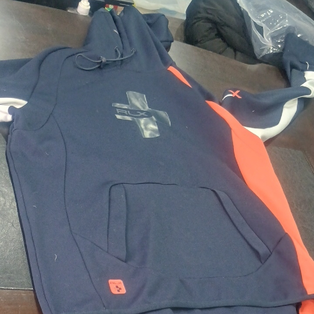 RLX Ralph Lauren Navy and Orange Hoodie
